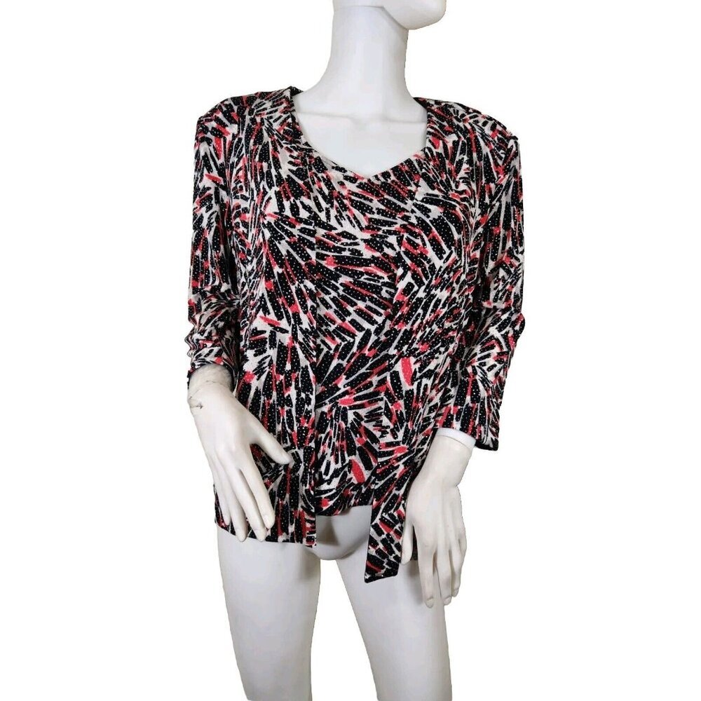 Alex Evenings Women's Size M Petite 2 PC Set Jacket Tank Glitter Black Multi (27